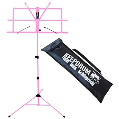 Abbildung von keepdrum MUS2 PK Notenstaender Notenpult Pink Rosa einfacher Aufbau kindgerecht + Tragetasche