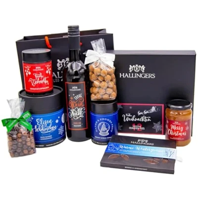 Abbildung von Hallingers Weihnachtspackerl Weihnachtliches Geschenkset Gourmet Köstlichkeiten als Geschenkkorb zu Weihnachten (Set) Adventskalender Neuheiten &amp; befüllen Glückwunsch Glückwünsch