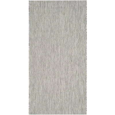 Abbildung von SAFAVIEH Zeitgenössische Teppich für Wohnzimmer, Esszimmer, Schlafzimmer Courtyard Collection, Kurzer Flor, Grau und Grau, 79 X 152 cm