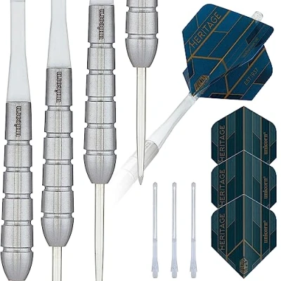Abbildung von Unicorn Heritage Cliff Lazarenko Dartpfeile mit Stahlspitze, Silber, 24 g