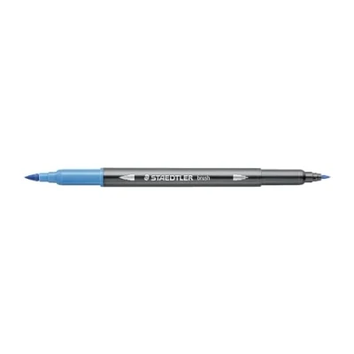 Abbildung von STAEDTLER aquarell Doppelfasermaler Design Journey, aquablau, feine Spitze und flexible Pinselspitze, wasservermalbar, 10 aquablaue Filzstifte, 3001 34