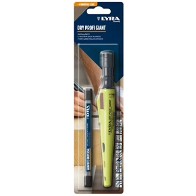 Abbildung von LYRA L4478001, DRY PROFI GIANT Baumarker, inkl. Spitzerpapier und Clip + 4 stk universal Graphite Minen für alle Oberflächen im Blister