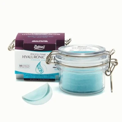 Abbildung von Ardaraz Zellerneuerungsscheiben mit Hyaluron und Polyglutaminsäure. Mildem Peeling Gesicht. Volumen Anti Falten Effekt. Gesichtspeeling zur täglichen Anwendung 50 Einheiten