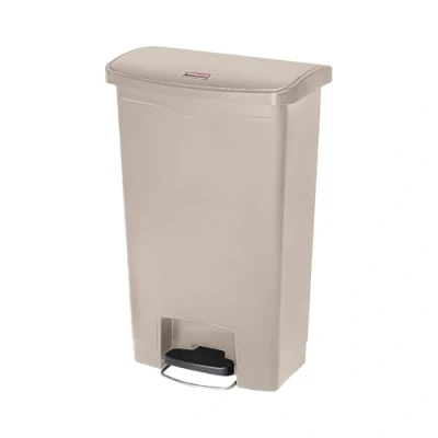 Abbildung von Rubbermaid Commercial Products Slim Jim 1883458 50 Litre Front Step On Resin Wastebasket Beige