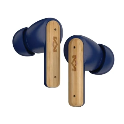 Abbildung von Marley Little Bird True Wireless Bluetooth Kopfhörer IPX4 kabellos mit Mikrofon, 24 Stunden Wiedergabezeit, In Ear Ohrhörer klein, USB C Schnellladecase, Blau