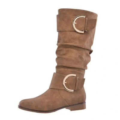 Abbildung von Elara Damen Stiefel Boots Schlupfstiefel Chunkyrayan JY1989 Camel (Beige Sohle) 38