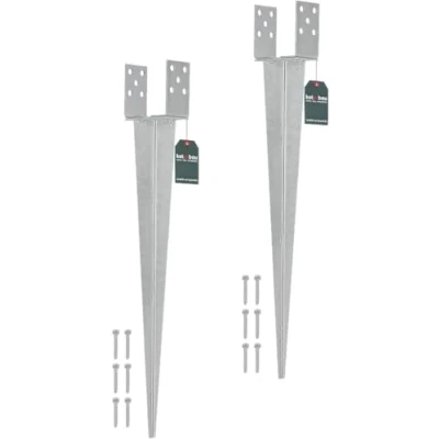 Abbildung von KOTARBAU® 2er Set Einschlaghülse Pfostenträger 0 160 mm Stahl Silber Feuerverzinkt Verstellbar Bodenanker für Holzpfosten Erdanker Pfosten Bodenhülse Einschlagbodenhülse Anker