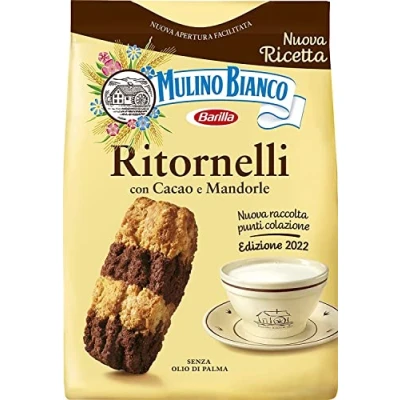 Abbildung von 6x Mulino Bianco Ritornelli Kekse mit Kakao und Mandeln für ein leckeres Frühstück biscuits cookies 700 g + Italian gourmet polpa 400g