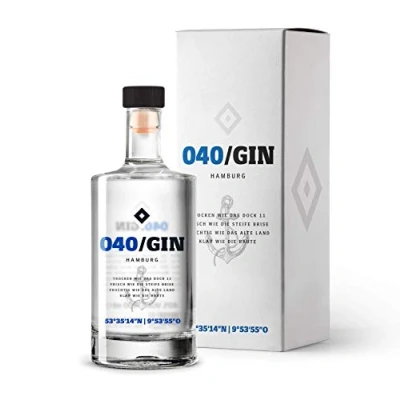 Abbildung von 040 Gin mit hochwertiger Geschenkverpackung 500ml Einzelflasche 40% vol fruchtig frischer des Hamburger SV Geschenkidee für echte HSV Fans