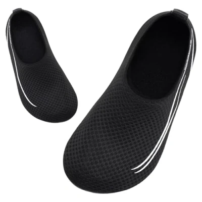 Abbildung von Badeschuhe Strandschuhe Schwimmschuhe Wasserschuhe Junge Baby Aquaschuhe Schnell Trocknend Barfuss Schuh für Kinder Beach Pool（Linie Schwarz 28/29 EU）