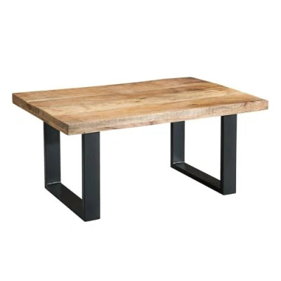 Abbildung von riess ambiente Couchtisch IRON CRAFT 100cm natur / schwarz (Einzelartikel, 1 St), Wohnzimmer · Massivholz Metall Kufen Gestell eckig Design