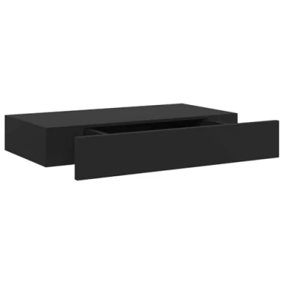 Abbildung von vidaXL Regal Schweberegal mit Schublade Schwarz 48x25x8 cm, 1 tlg.