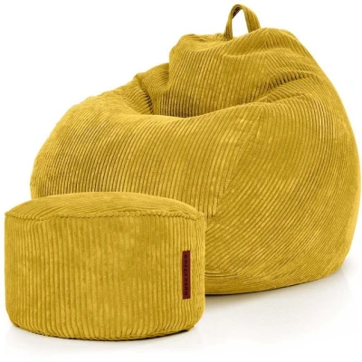 Abbildung von Green Bean Sitzsack Scoop + Pouf Cord, Indoor Sitzkissen mit Sitzhocker, Relax Sessel
