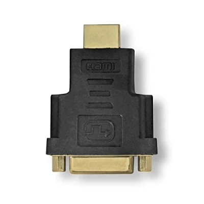 Abbildung von Nedis HDMI™ Adapter Stecker DVI D 24+1 Pin Buchse Vergoldet Gerade ABS Anthrazit 1 Stück Verpackung mit Sichtfenster