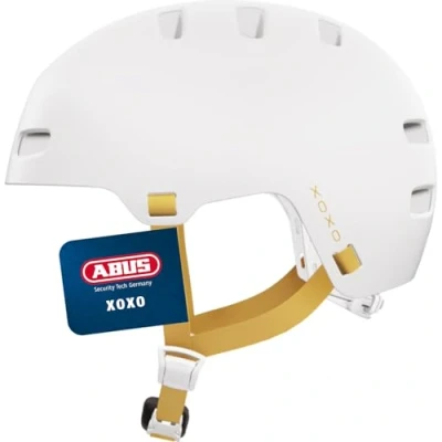 Abbildung von ABUS Fahrradhelm XOXO Cityhelm im Skater Look Helm für Skateboard, Fahrrad, Scooter mit optimiertem Kinnpolster Jugendliche und Erwachsene Größe L, Weiß