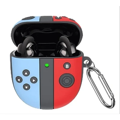 Abbildung von GIOPUEY Hülle Kompatibel mit Bose QuietComfort Earbuds II/Ultra (2023), Niedlich Spaß Cartoon Silikon TPU Schutzhülle Schlüsselbundhaken Case Cover Game Console b