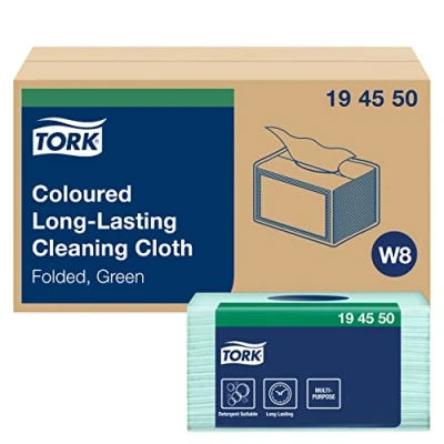 Abbildung von Tork 194550 Langlebige Farbige Reinigungstücher Für W8 Small Pack System / 1 lagiges Set Grün den mehrfachen Einsatz Premium Qualität 8 x 40 Tücher 30 38,5 cm (B L)