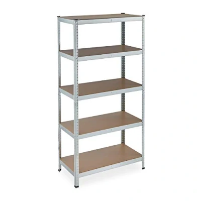 Abbildung von Relaxdays Schwerlastregal verzinkt, Traglast 875kg, 180x90x45 cm, 5 Böden, zum Stecken, Stahl, Lagerregal Keller, Silber, Holzwerkstoff, 180 x 90 45 cm