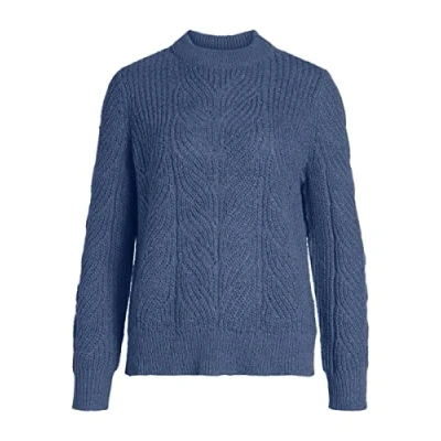 Abbildung von Object Women&#039;s OBJNOVA Stella L/S Knit NOOS Pullover, Bijou Blue/Detail:Melange, L, 23030186