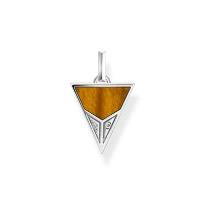 Abbildung von THOMAS SABO Anhänger Pyramide mit schwarzem Onyx und Tigerauge, aus geschwärztem mattem poliertem 925er Sterlingsilber in der Form eines Pendels, PE952 507 7