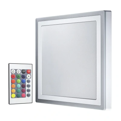 Abbildung von LEDVANCE Dekorative LED Wand und Deckenleuchte, RGB Farben sowie verschiedenste Modi einstellbar per Fernbedienung, Dimmbares Panel, 38W, Warmweiß (3000K), Quadratisch(400mm x 400mm), COLOR+WHITE