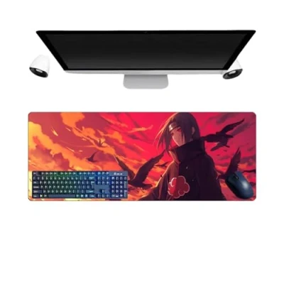Abbildung von PUrar Japanisches Anime Uchiha Itachi großes Multifunktions Gaming Mauspad, 800 x 300 3 mm, Tastatur, wasserdicht und Unterseite aus rutschfestem Gummi, strukturierte Oberfläche
