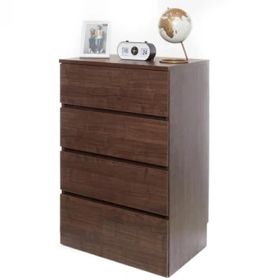 Abbildung von Iris Ohyama, Tischläufer, Buffet, Schlafzimmerschrank, Aufbewahrungsmöbel, Multifunktionskommode, 4 Schiebe Schubladen, Modern, Robust, Wohnzimmer Wooden Chest WCH 590 Braun