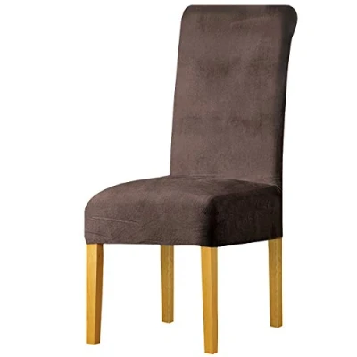 Abbildung von LANSHENG Stretchy Stuhlbezüge für Esszimmerstühle, Stretch Spandex mit Gummiband Stuhlbezug,Velvet Large Dining Chair Schonbezüge Restaurant Hotel Party Bankett (Kaffee grau,6 Pack(M))