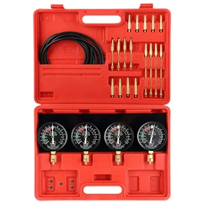 Abbildung von Uten Kraftstoffdruckprüfer, Vakuum Vergaser Synchronisator Werkzeugset, mit Adapter und 4 Manometern für Autos Motorräder