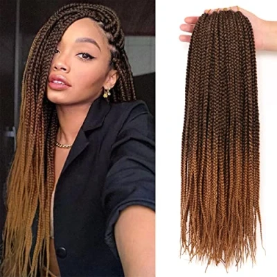 Abbildung von 7Packs Box Braids Crochet Hair Extensions Kanekalon Kunsthaar Haare Zum Einflechten Braiding (35.6CM)