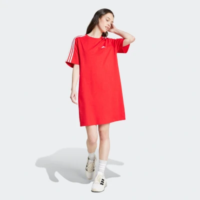 Abbildung von adidas Sportswear Essentials 3 Stripes Single Boyfriend TEE Jerseykleid, Damen, Größe: Large, Better scarlet