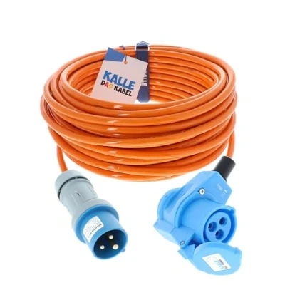Abbildung von CEE Verlängerung KALLE Blue SIGNAL 2,5mm² Winkel Industrie Bau Boot Womo Camping Vollpur Premium Leitung 10 Meter