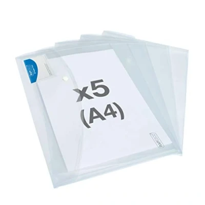 Abbildung von Rapesco 1629 A4+ Druckknopfmappe mit Visitenkartensicht, Transparent, 5 Stück