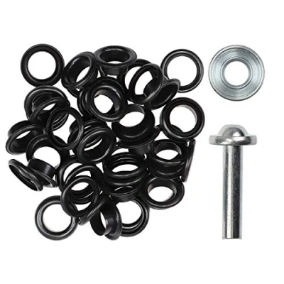 Abbildung von Langlauf Schuhbedarf Ösen mit Scheibe und Werkzeug 4/5/8/11/14mm Silber/schwarz/Gold rostfrei (schwarz 11mm)