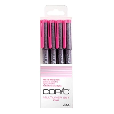 Abbildung von COPIC Multiliner Set, Pink, 4 Fineliner in verschiedenen Strichstärken, Zeichen Stifte mit einer feinen Spitze und wasserbeständiger Pigmenttinte
