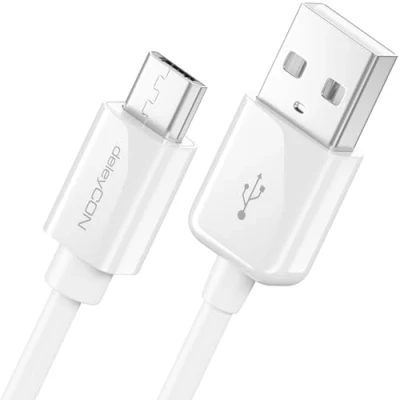 Abbildung von deleyCON 0,5m Micro USB Ladekabel Datenkabel Kompatibel für Android Handys Smartphones Tablets MP3 Player Kameras uvm. Weiß