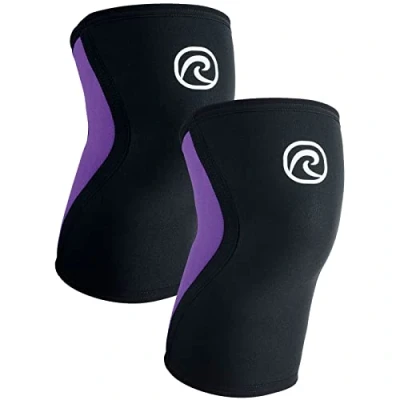 Abbildung von Rehband Kniebandage 3mm Neopren, leichte für Damen &amp; Herren, Bandage Knie Ausdauersport, atmungsaktive Sportbandage, Farbe:Lila 1 Paar, Größe:L