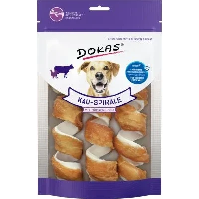 Abbildung von Dokas Kauspirale Huhn &amp; Rind Kausnack für Hunde 8x 3 Stk. Multipack