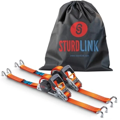 Abbildung von Automatik Spanngurt 5m 35mm mit U Haken 1000kg / 2000kg Set von 2 Spanngurte Selbstaufrollend Automatischer Spanngurtwickler/Spanngurtaufroller Zurrgurte Aufrollautomatik Ratschengurte