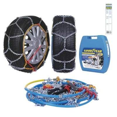 Abbildung von Goodyear 77930 Schneeketten 12 mm für SUV, Lieferwagen und Wohnmobil mit Selbstspannsystem, Größe 225