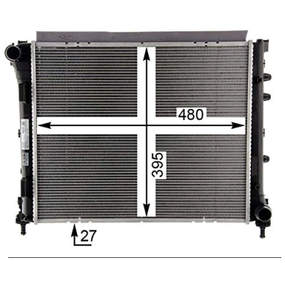 Abbildung von MAHLE ORIGINAL CR 1586 000P Kühler, Motorkühlung 478 395 27 Kühlrippen gelötet FIAT: Panda III Schrägheck