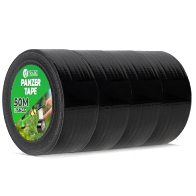 Abbildung von V1 TRADE Panzertape Schwarz 48mm x 50m 4 Panzerband extra stark wasserfest für innen und außen geeignet Duct Tape mit einfacher Handhabung &amp; rückstandsfrei entfernbar
