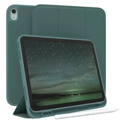 Abbildung von EAZY Case Schutzhülle mit Stifthalter für iPad 10 Generation 2022 10.9 Zoll Hülle Stifthalterung Tablet Cover Touchpen Smartcase aufstellbar Klappcase Auto Sleep Wake Up Etui Grün