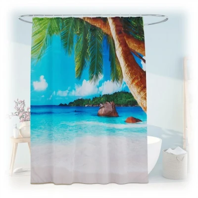 Abbildung von relaxdays Duschvorhang 180x200 cm mit Motiv Breite 180 (Tropical), J, 180x200cm