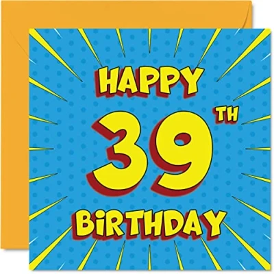 Abbildung von Lustige Geburtstagskarte zum 39. Geburtstag für Männer Frauen, Comic Buch, Karte Tochter, Schwester, Bruder, Vater, Mutter, Sohn, Cousine, Tante, Onkel, 145 mm x Grußkarten,