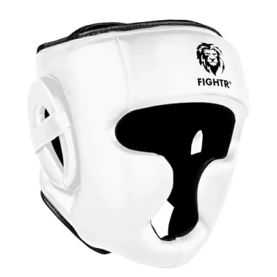 Abbildung von FIGHTR® Kopfschutz mit bestem Sitz für maximalen Schutz Boxhelm Sparring Verstellbare Größe Boxen, MMA, Muay Thai, Kickboxen &amp; Kampfsport (Weiß, S/M)