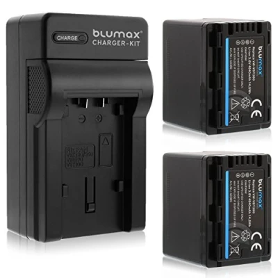Abbildung von Blumax 2X Premium Akku 4040mAh + 1x Ladegerät ersetzt Panasonic VW VBT 380 E K