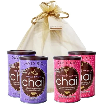 Abbildung von GUSTONE. David Rio Geschenkset ZUCKERFREI Orca Spice Sugar Free, Flamingo Vanilla Decaf 4 x Dosen Chai Latte 1348g