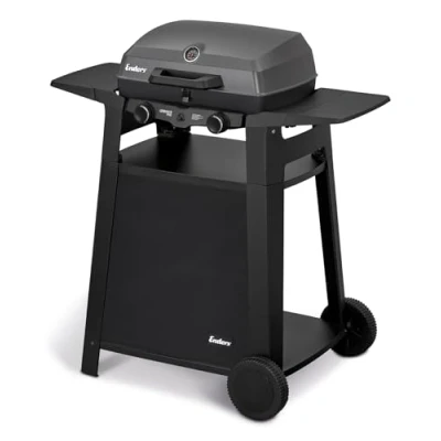 Abbildung von Enders Urban Pro II Trolley, Tischgrill mit Grillen , Kochen und Backen Funktion, 2 Brenner Edelstahl, Grill Thermometer, Balkon Camping Grill, Aluguss Gehäuse, Gusseisen Rost #206272