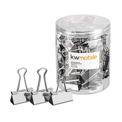 Abbildung von kwmobile 50x Foldback Klammern Set 32mm Vielzweckklammer Büro Dokumenten Clips Metall Maul Klammer Klemmen in Silber
